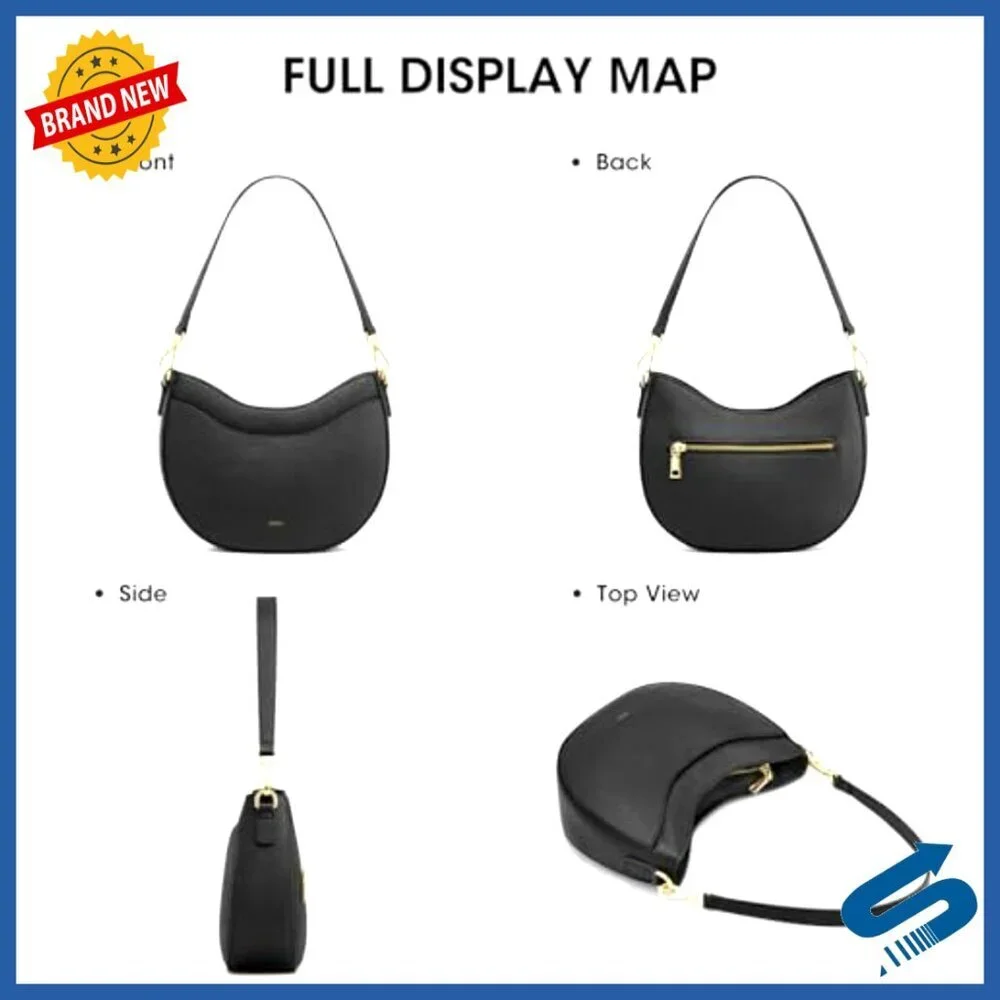 Soft Leather Crossbody Hobo Bag with Detachable Straps and Multiple Pockets